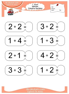 Çocuklar İçin toplam işlemi yaprak testleri 